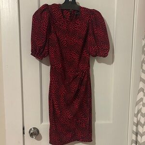 Banana Republic Red and Black Puff Sleeve Mini Dress